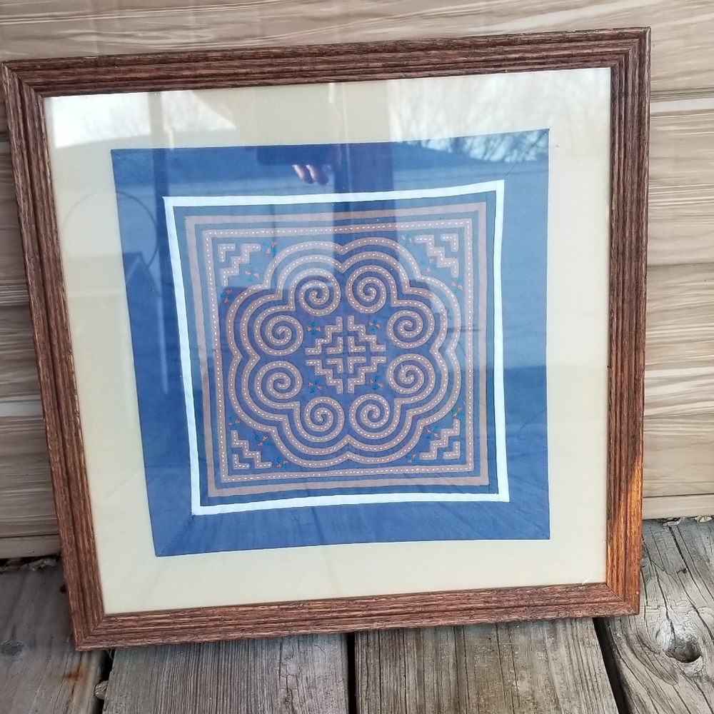Vintage Framed Quilt Art Square